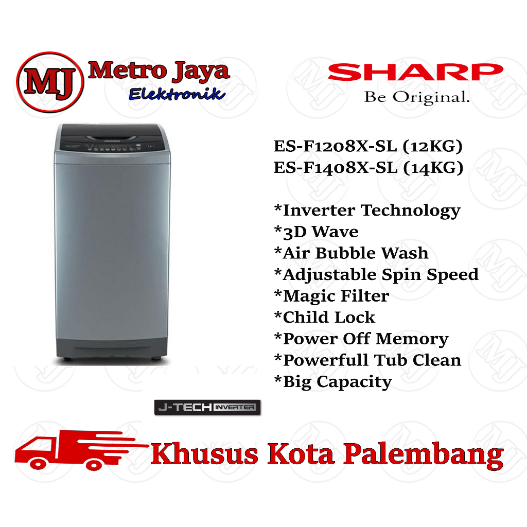 MESIN CUCI 1 TABUNG SHARP 14kg INVERTER ESF 1408X SL