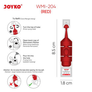 

REFILL INK JOYKO / REFILL TINTA SPIDOL WMI-204 MERAH / REFILL INK WHITEBOARD WMI-204 MERAH ( PCS )