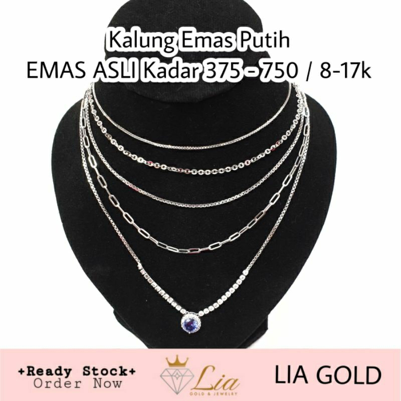 Kalung EMAS PUTIH ASLI Kadar 375 & 750 ( TOKO MAS LIA GOLD BEKASI)