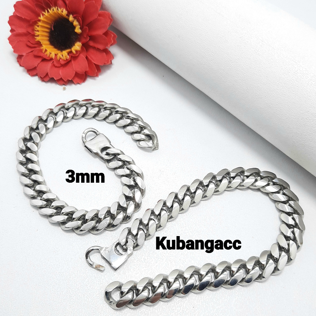 Gelang Tangan Gelang Rantai Baja Putih Gelang Pria Gelang Rantai Monel Gelang Keren Gelang Titaniun