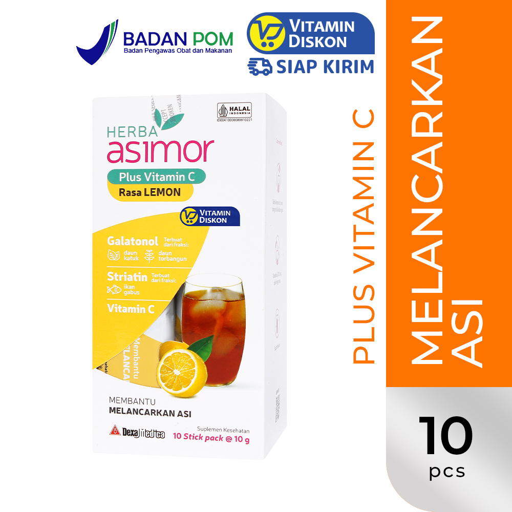 HERBA ASIMOR PLUS VITAMIN C RASA LEMON ISI 10 STICK PACK 10GR