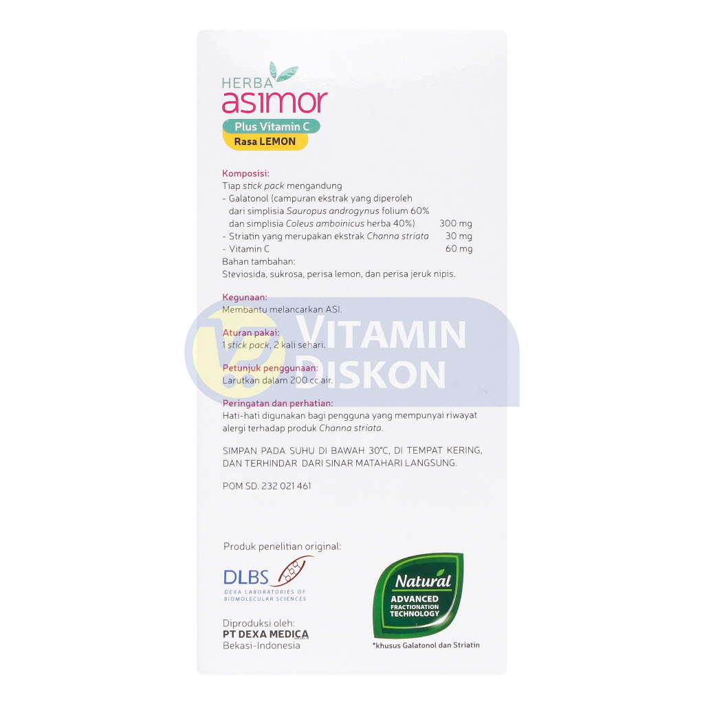 HERBA ASIMOR PLUS VITAMIN C RASA LEMON ISI 10 STICK PACK 10GR