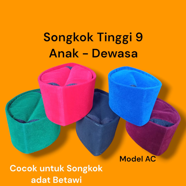 Songkok Hitam Merah Hijau Biru Marun Peci Betawi Kopiah