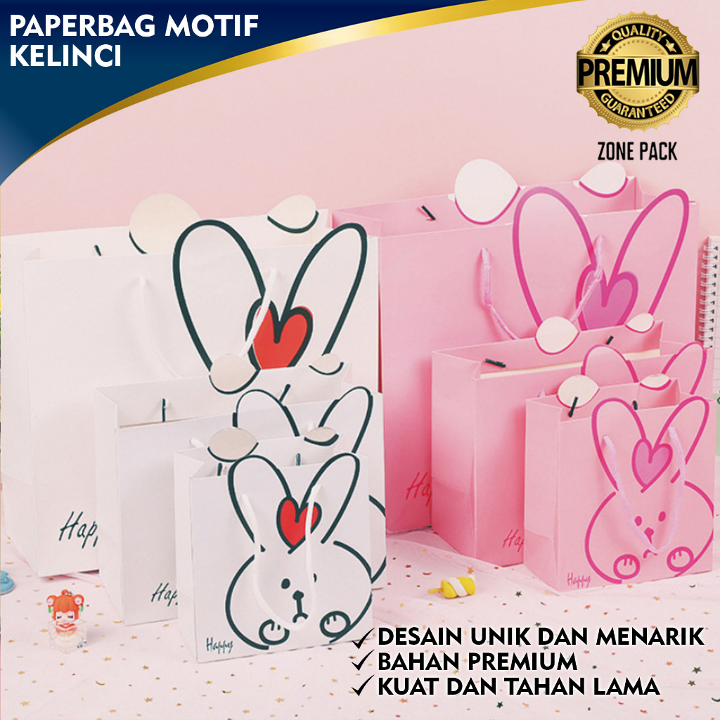 

PaperBag Motif Kelinci | Paper bag Rabbit |Tas Kado Hampers Cake Ulang Tahun