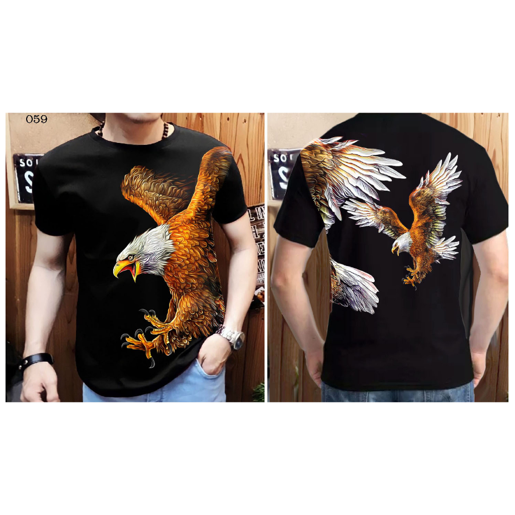 Kaos distro motif elang laut sablon full depan belakang