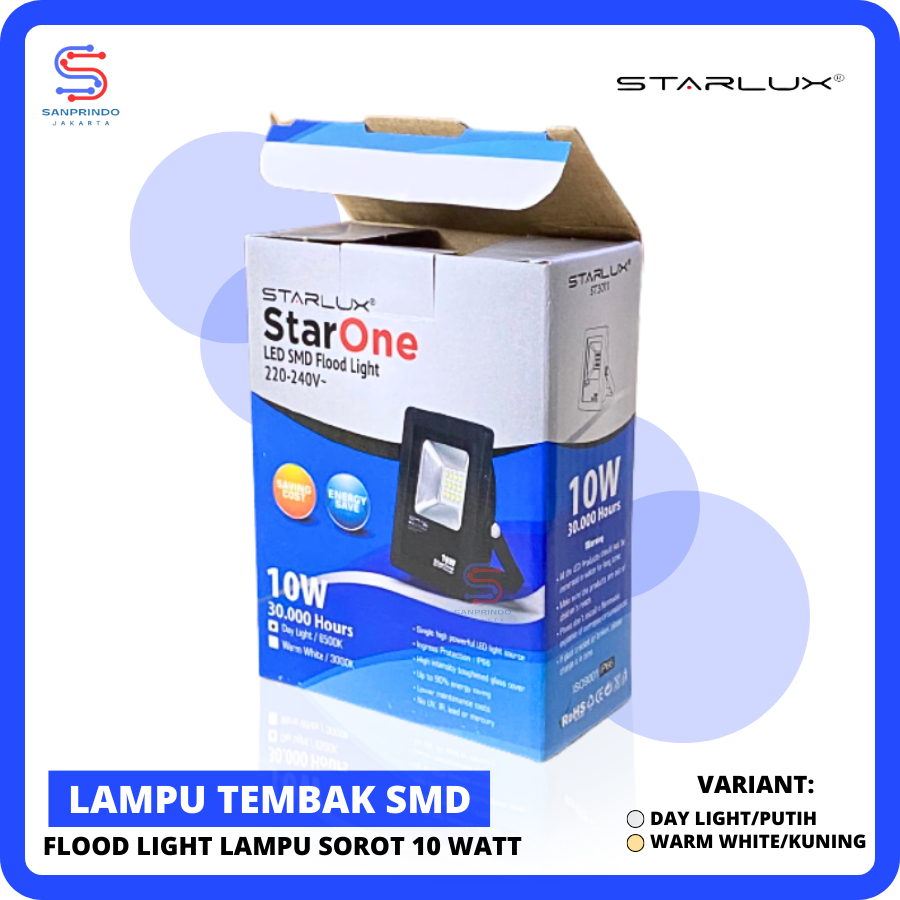 Starlux Lampu tembak LED 10 watt (sinar putih/day light)/ flood light 10W