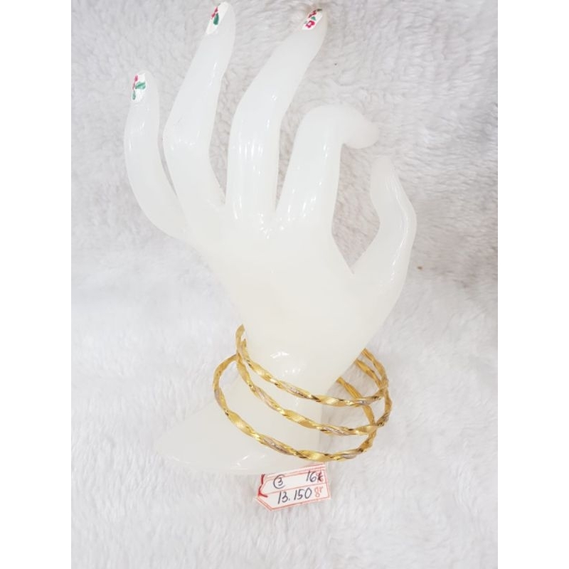 GL1269i320i Gelang keroncong isi 3 model bulat plintir kombinasi  emas putih asli berat 13.150 d.6,2