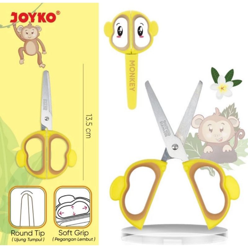 

Gunting Kertas Anak Paper Scissors For Kids Joyko SC-26 Monkey Round Tip