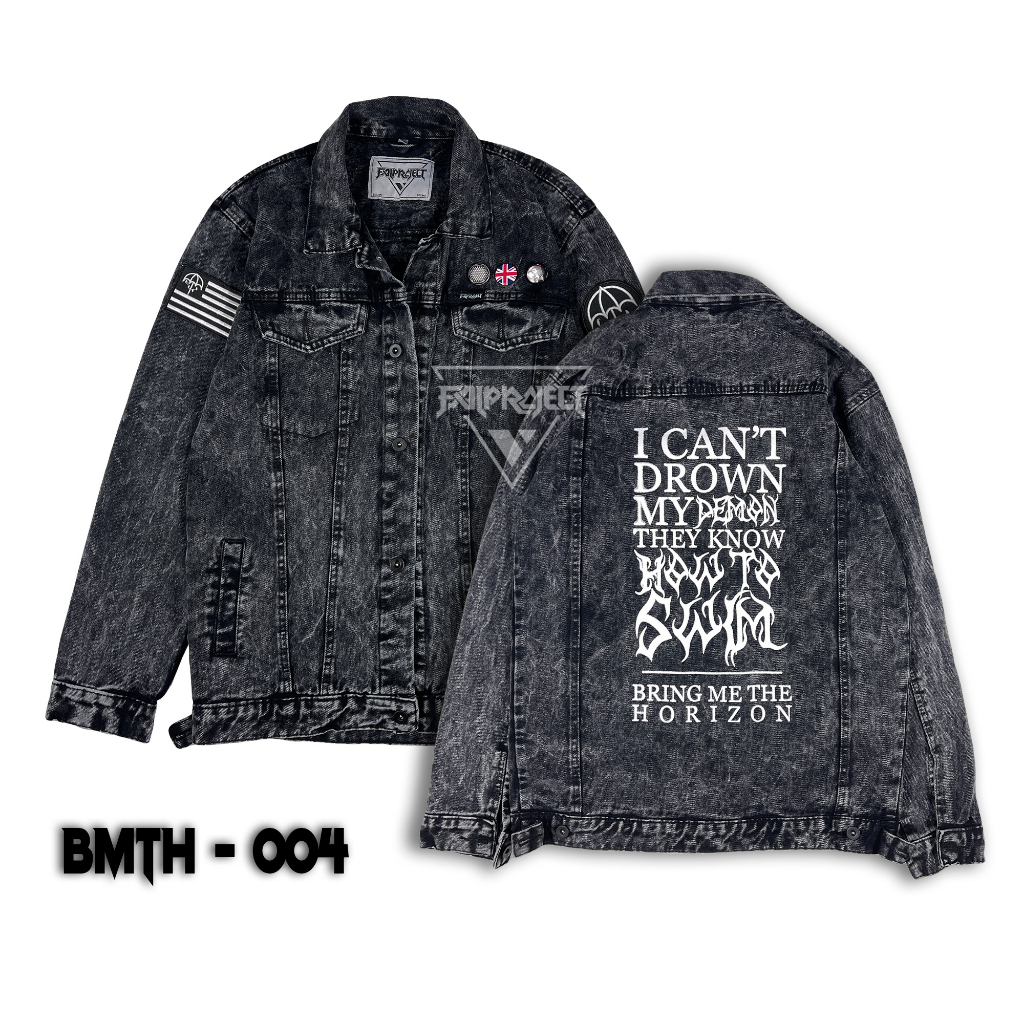 JAKET JEANS SABLON BMTH 004 KOLABORASI DENGAN BORDIR YANG MENGHASILKAN SUATU JAKET JEANS YANG CASUAL