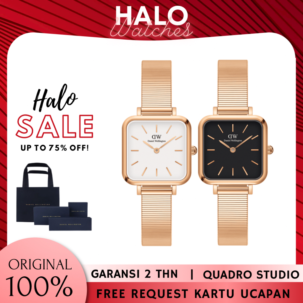 (ORIGINAL 100%) Jam Tangan Wanita Daniel Wellington Original Quadro Studio Analog Jam Tangan Keren A