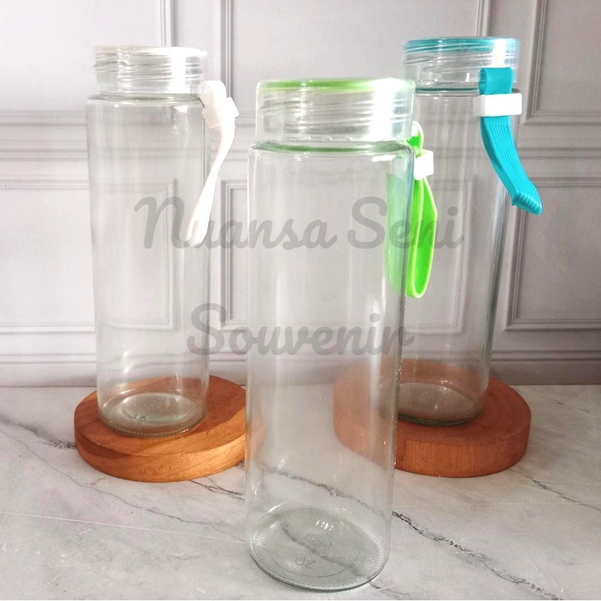 Souvenir Botol Slim Bening Botol Kaca Minum Termos Kaca Infused Water Botol Bening Polos