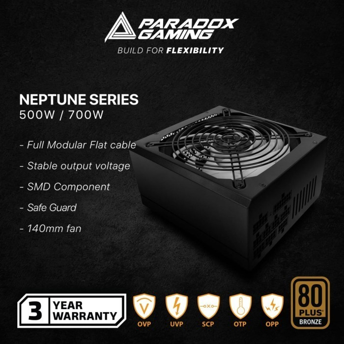 PSU Paradox Gaming NEPTUNE - 700Watt dan 500watt BRONZE 80+ Modular