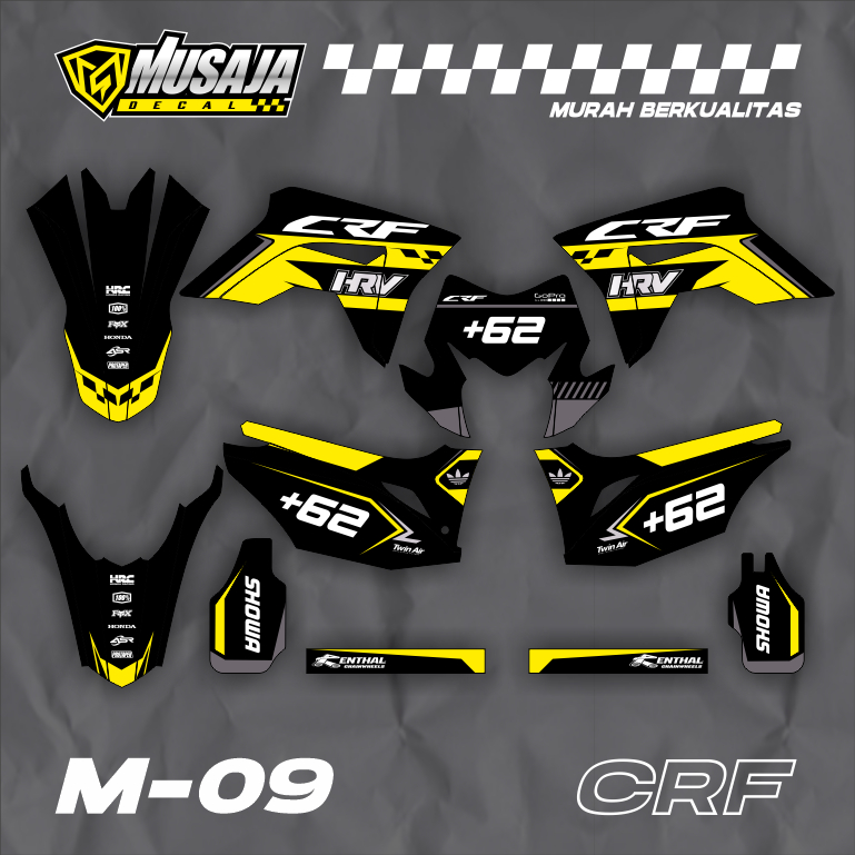 Decal crf motif hitam kuning full body