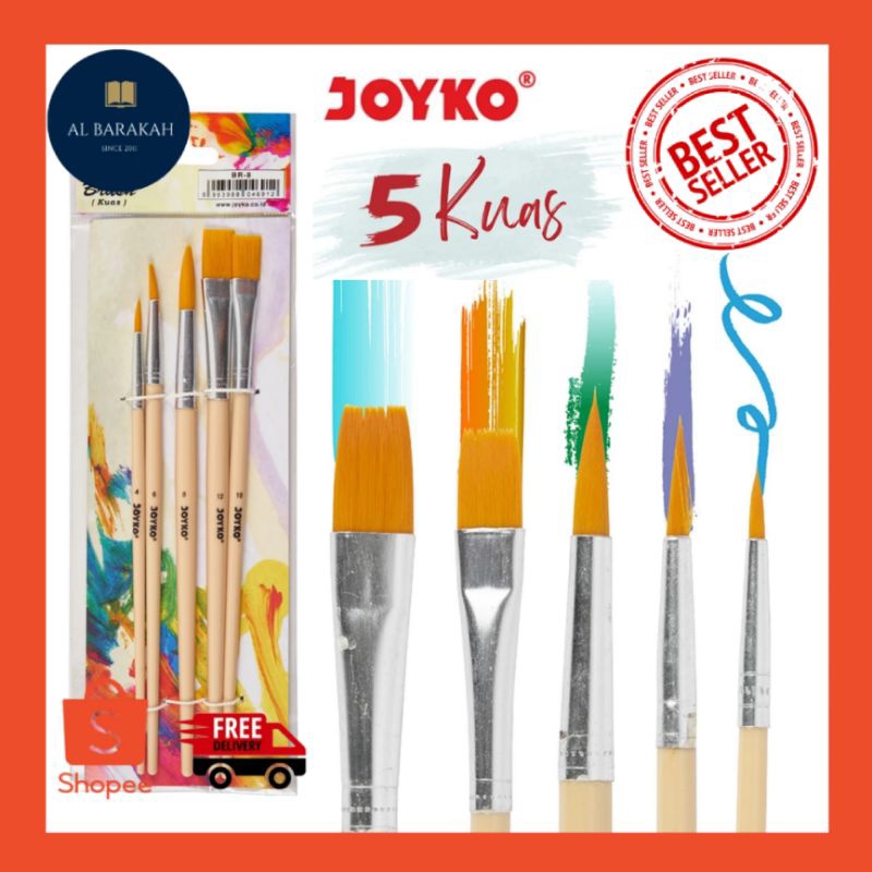 

1 Set!!! isi 5 pcs BRUSH KUAS CAT AIR CAT MINYAK LUKIS ACRYLIC JOYKO BR-8