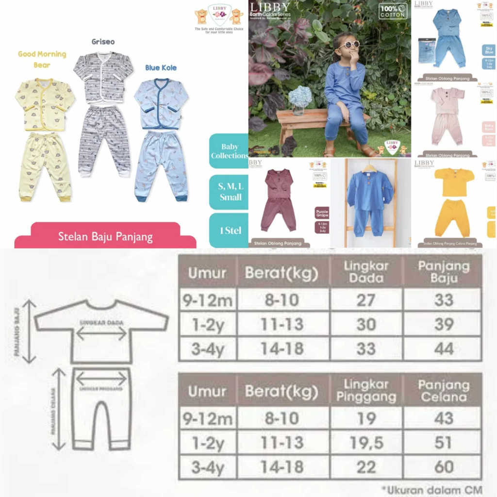 INDOBAYI Setelan Libby Baby Collection Motif KD Polos Earth Series Panjang