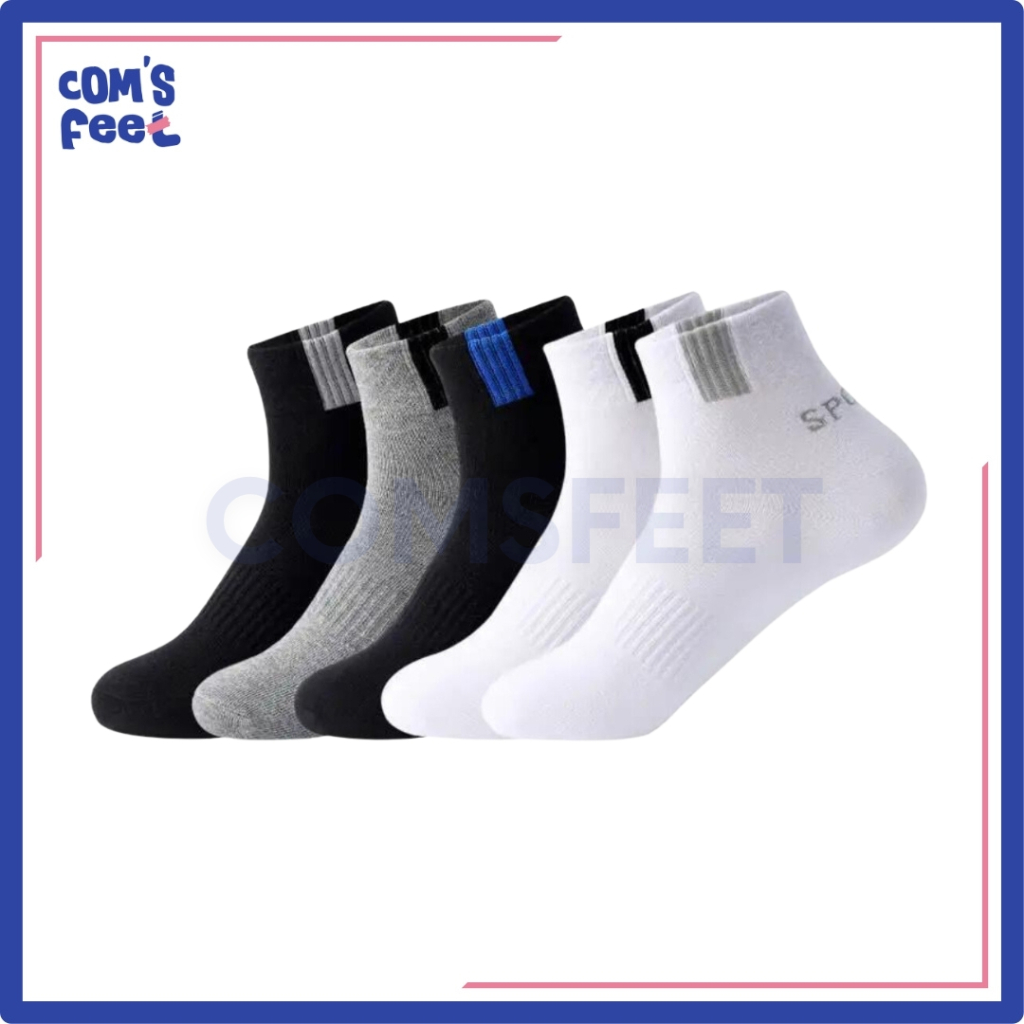 COMSFEET - 3 Pasang Kaos Kaki Olahraga Pendek Sport / Kaos Kaki Sport Pria Wanita Dewasa Bisa Mix Warna