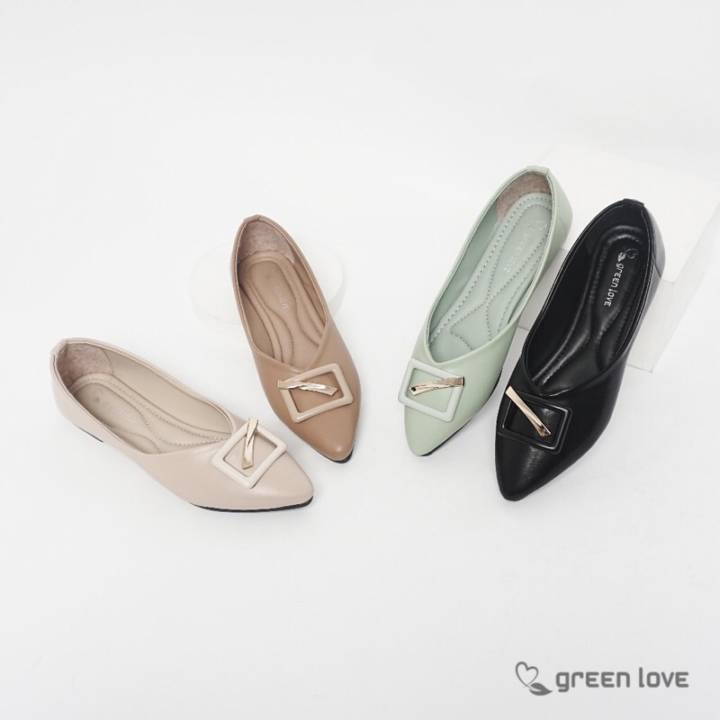GL EI 14 FLATSHOES / SEPATU FLAT SEPATU TEPLEK FLAT SHOES MURAH NYAMAN PREMIUM BERKUALITAS / GREEN L