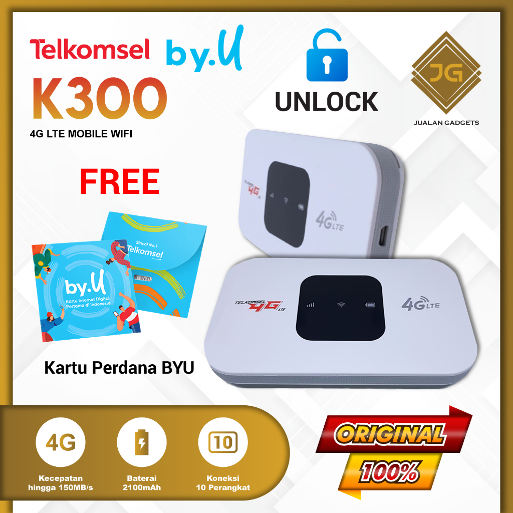 Modem Mifi Wifi K300/MF800 4G LTE - Unlock All Operator Free Kartu Perdana by.U