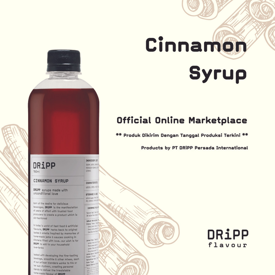 

DRiPP Syrup Cinnamon Syrup 760ml dripp sirup kayu manis 760ml