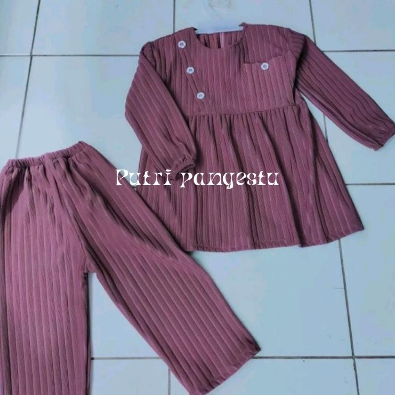 One set anak perempuan bahan knit hornet maxline // setelan anak perempuan 3-4 tahun 5-6 tahun 7-9 tahun // setelan anak terbaru // one set anak