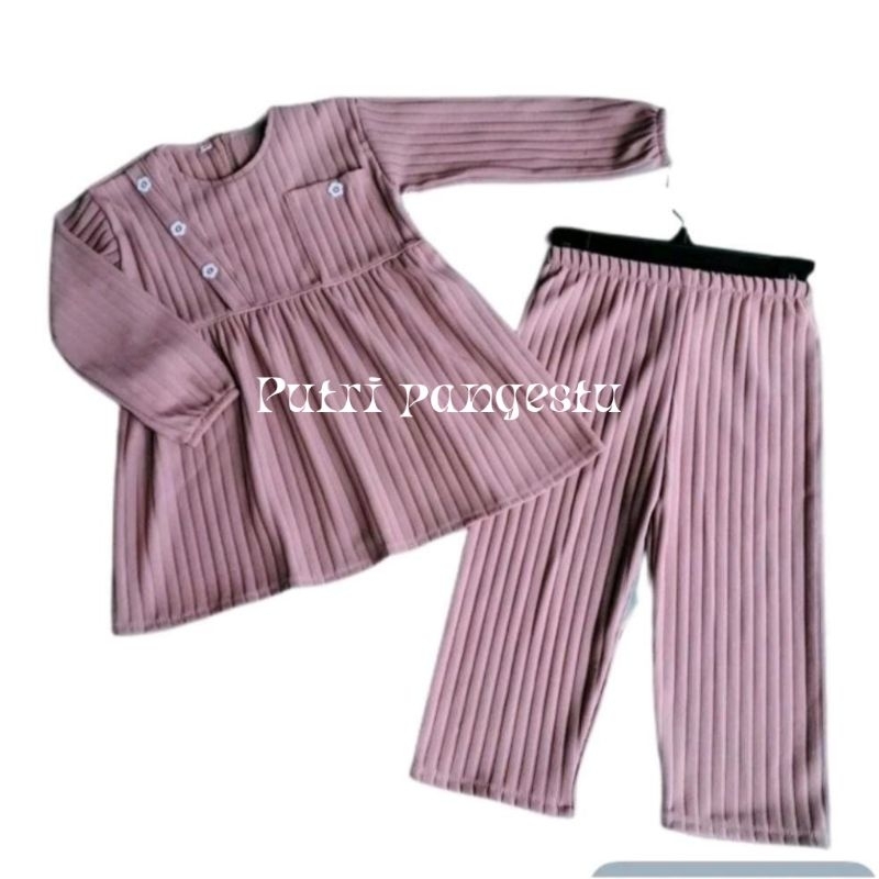 One set anak perempuan bahan knit hornet maxline // setelan anak perempuan 3-4 tahun 5-6 tahun 7-9 tahun // setelan anak terbaru // one set anak