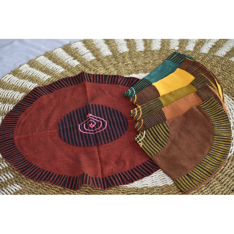 taplak meja bundar meha makan meja tamu bulat alas meja kain lurik batik diameter 60cm, 100cm, 140cm