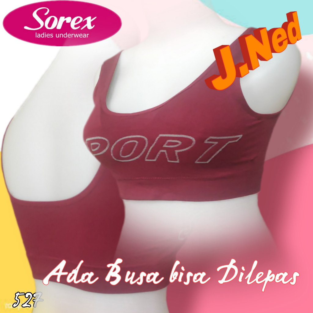 J527 Sorex Bra Sport Busa Tanpa Kawat (Busa Bisa Dilepas), Bh Sport Sorex Stretch All Size