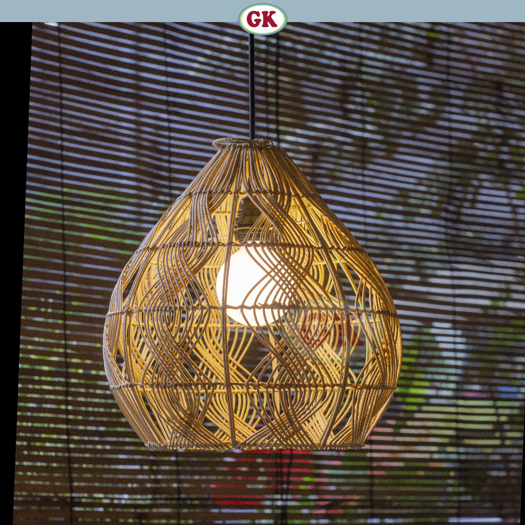 Kap Lampu gantung rotan bawang d40 1075