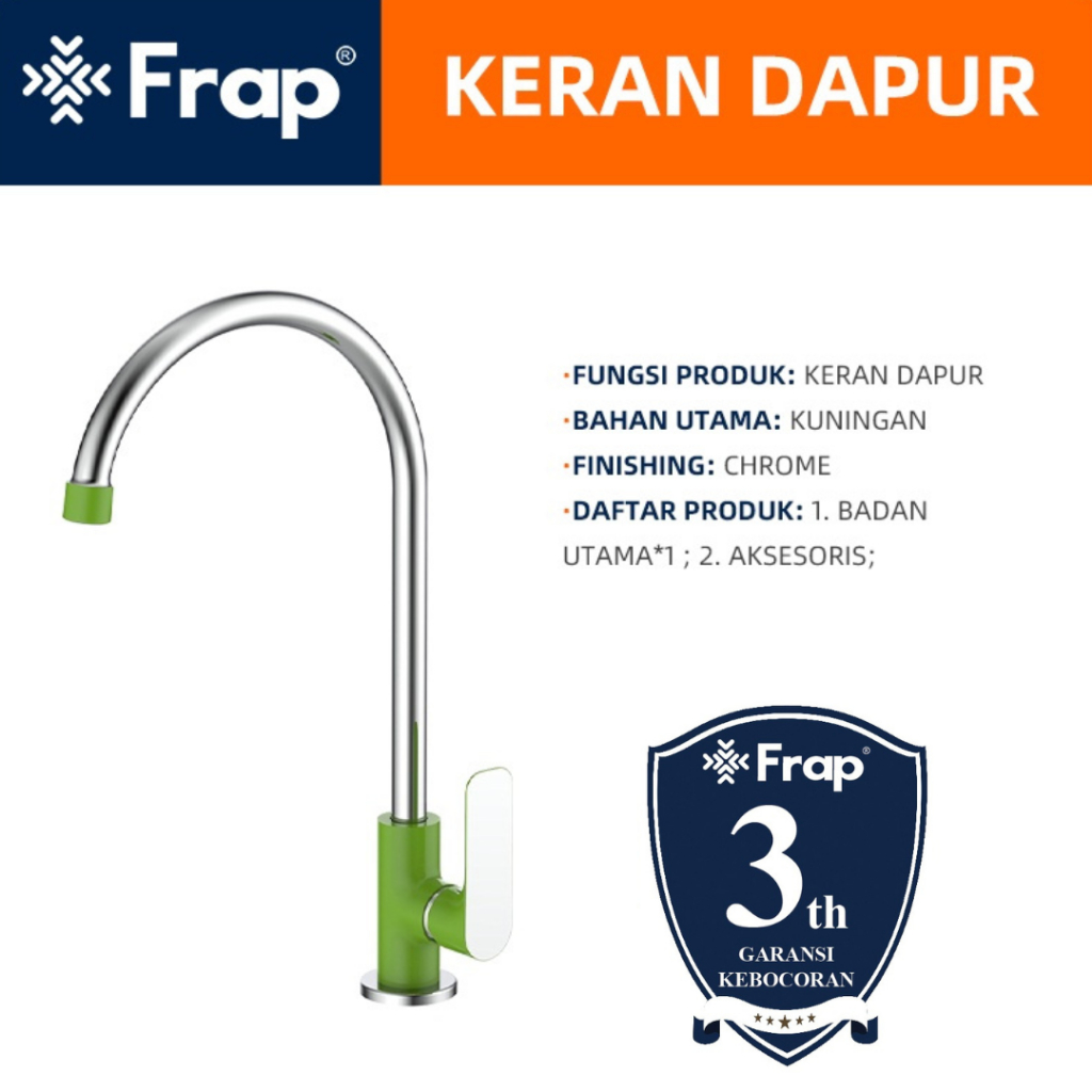 FRAP IF4102-9 Kran Dapur Cuci Piring Keran Angsa Satu Tuas Hijau