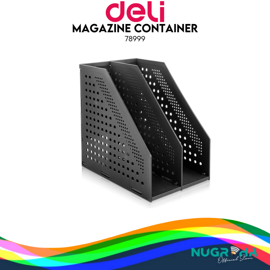 

BOX FILE DOKUMEN A4 2 SUSUN DELI 78999 LIPAT PLASTIK HITAM PUTIH BOKS MAGAZINE HOLDER