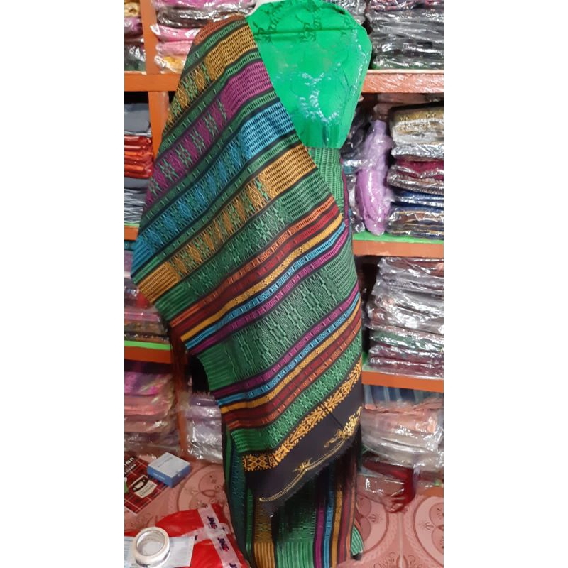 SARUNG KATUN PRINTING TARUTUNG KAIN BATIK BAHAN PAKAIAN ETNIK BATAK HIJAU