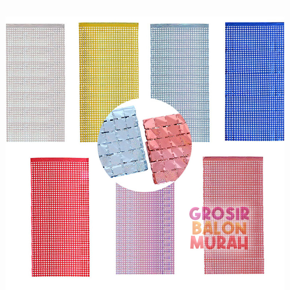Tirai Foil Kotak / Backdrop Foil Curtain / Tirai rumbai Foil Square / tirai ulang tahun