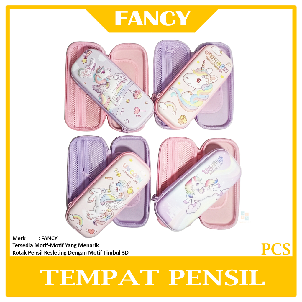 

FANCY - Tempat Pensil Resleting Motif Timbul 3D Bahan Premium - Pcs