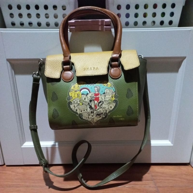 Hand & sling bag hijau army mix kuning Brera Art Fever (sisa trf)