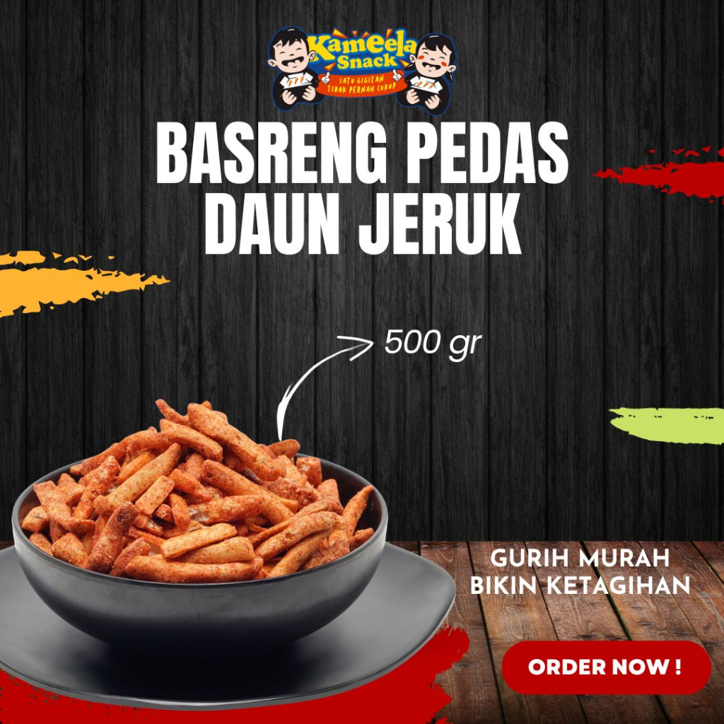 

Kameela Snack Basreng Stik Pdas Daun Jeruk 500gr
