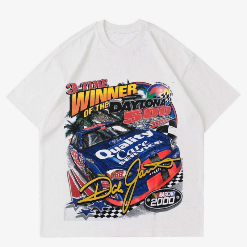 KAOS BAJU VINTAGE NASCAR DAYTONA | T-SHIRT NASCAR WINNER DAYTONA | KAOS PUTIH VINTAGE OVERSIZE TERLA