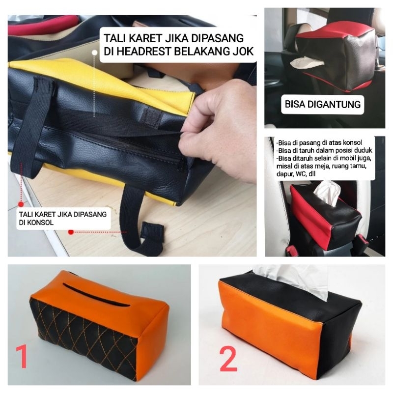 SARUNG KOTAK COVER BOX TISU TISSU TISUE TISSUE KULIT GANTUNG JOK KURSI MOBIL MEJA MAKAN RUANG TAMU D