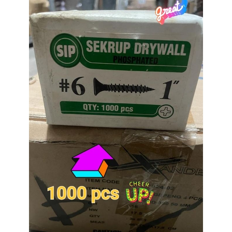 Sekrup Gypsum skrup Gypsum isi 1000 pcs
