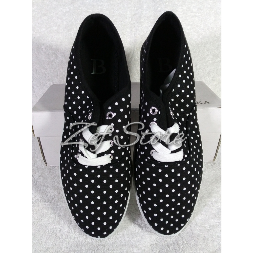 [ORIGINAL] Berrybenka Sofia Seline Polka Polkadot Sepatu Sneaker Wanita Women Sneakers Size 39 - Bla