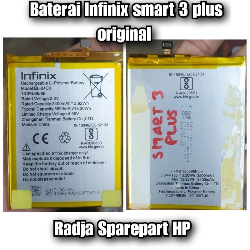 Baterai infinix smart 3 plus original