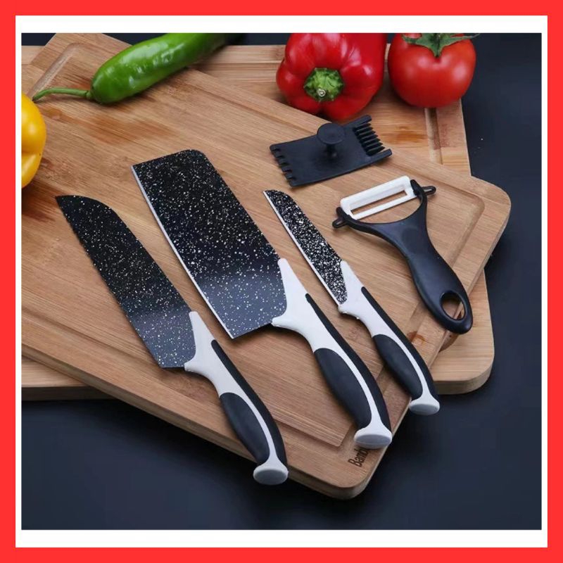 COD SET 5 PCS PISAU DAPUR PREMIUM BATU MAIFAN SUPER TAJAM PERLENGKAPAN DAPUR PISAU DAPUR SUPER TAJAM