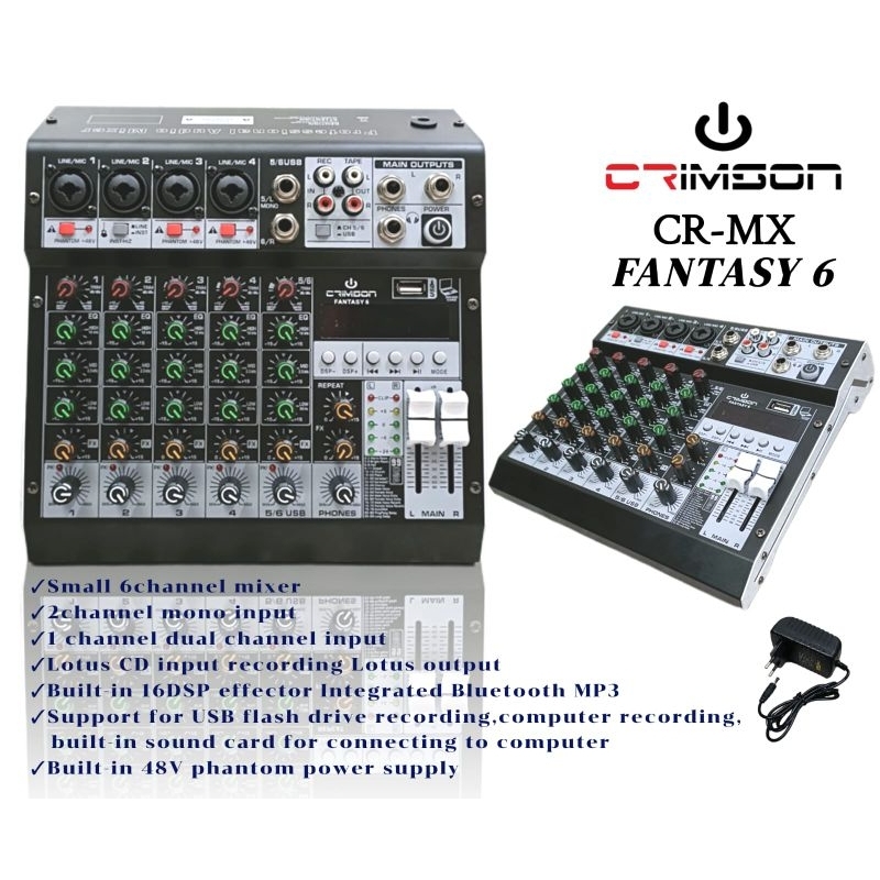 CRIMSON CR MX CRMX FANTASY 6 FANTASY6 PROFESSIONAL AUDIO MIXER CHANNEL MONO DUAL INPUT LOTUS CD RECO