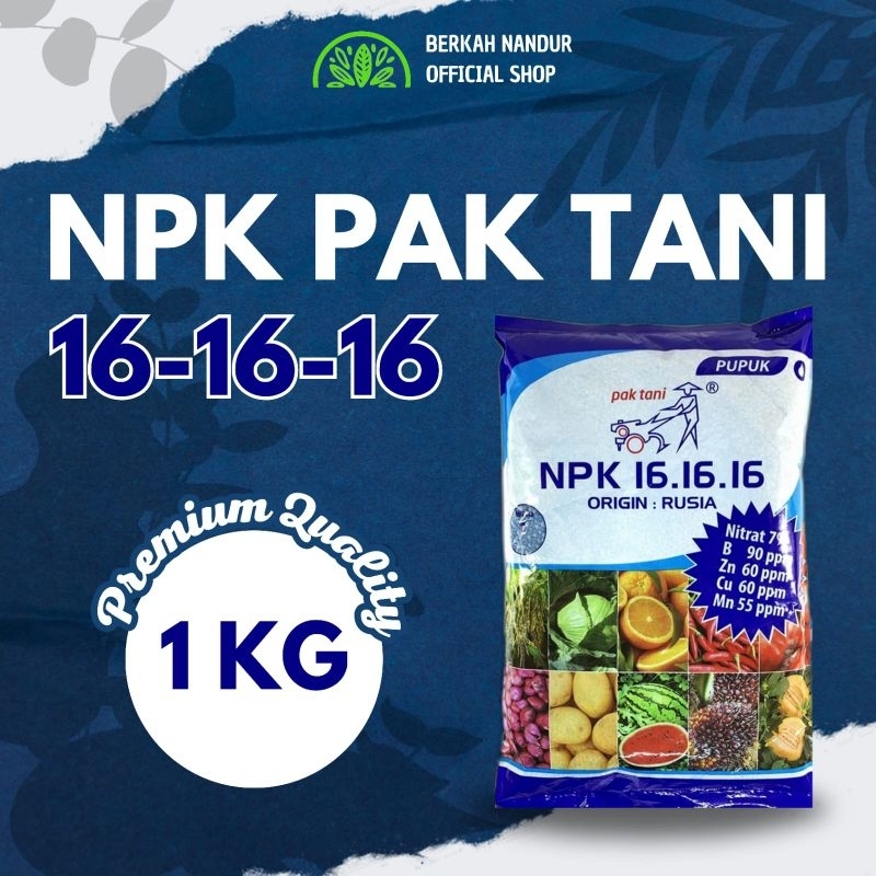 Pupuk NPK granular biru 1 kg komposisi 16-16-16 untuk tanaman pangan hortikultura
