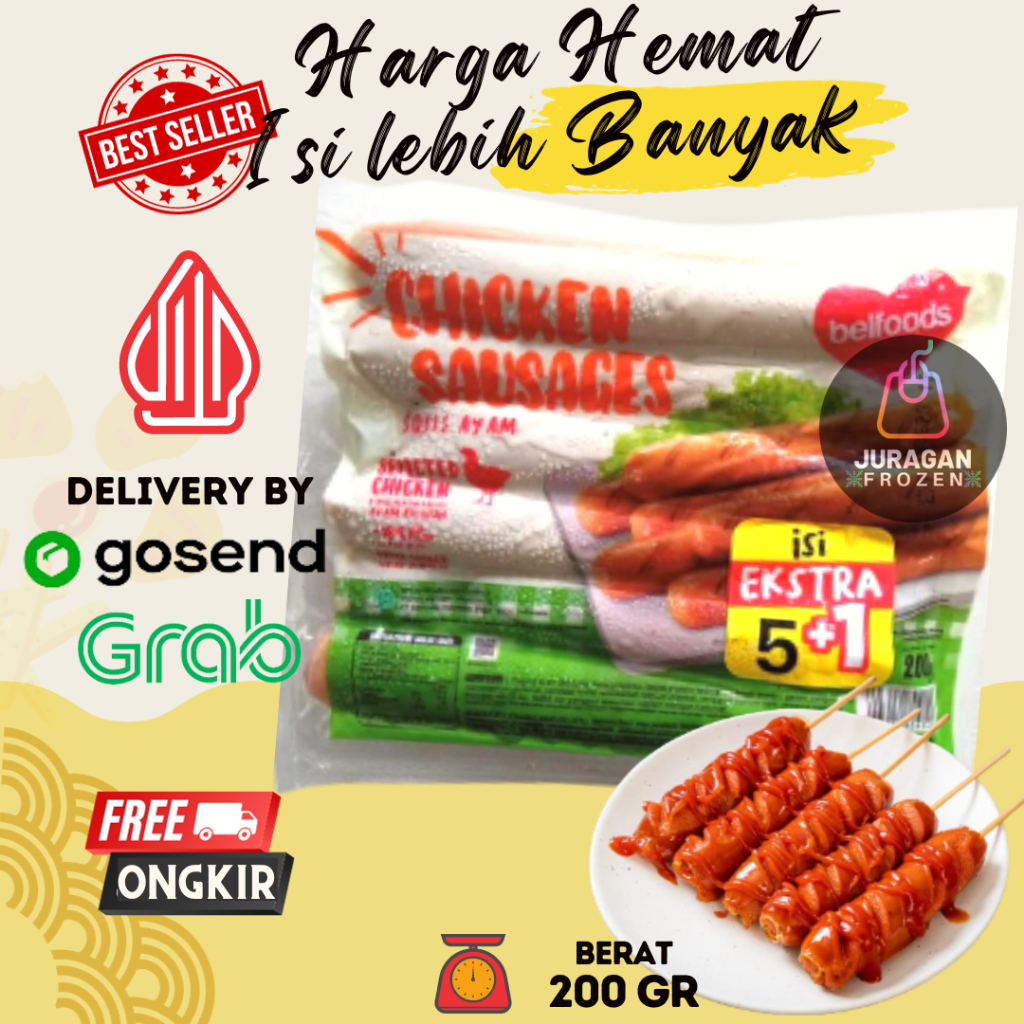 

BELFOODS SOSIS AYAM CHICKEN SAUSAGE MURAH 200GR ISI 6 FROZEN