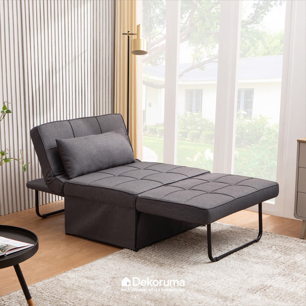 Dekoruma KIMU Sofa Bed Minimalis / Sofabed Kain - Abu-abu Tua