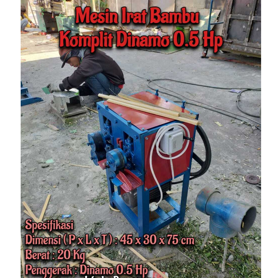 Mesin Irat Bambu Komplit Dinamo 0.5 Hp