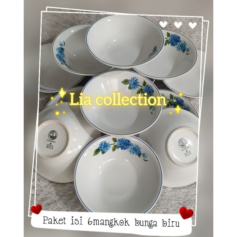 MANGKOK BUNGA BIRU SUNBIRD/MANGKOK KERAMIK ISI 6pcs