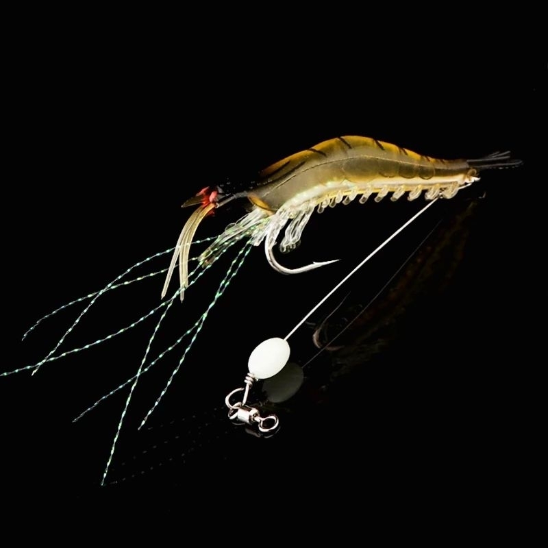 Umpan Pancing Bentuk Udang Bercahaya Dalam Gelap 9cm 7g |Umpan Pancing Casting Udang Tiruan