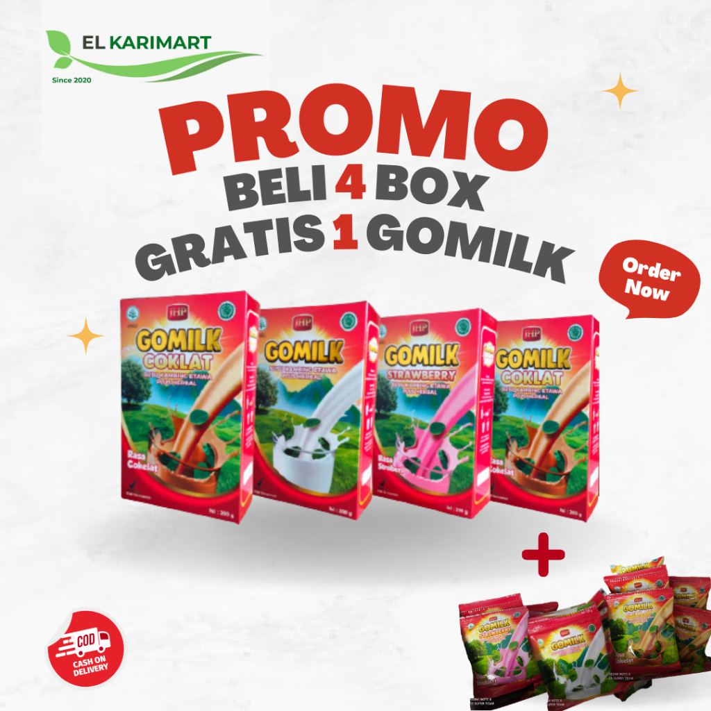 

[ PROMO ] BELI 4 BOX GOMILK GRATIS 1 SUSU GOMILK RASA ORIGINAL, COKLAT DAN STROBERI