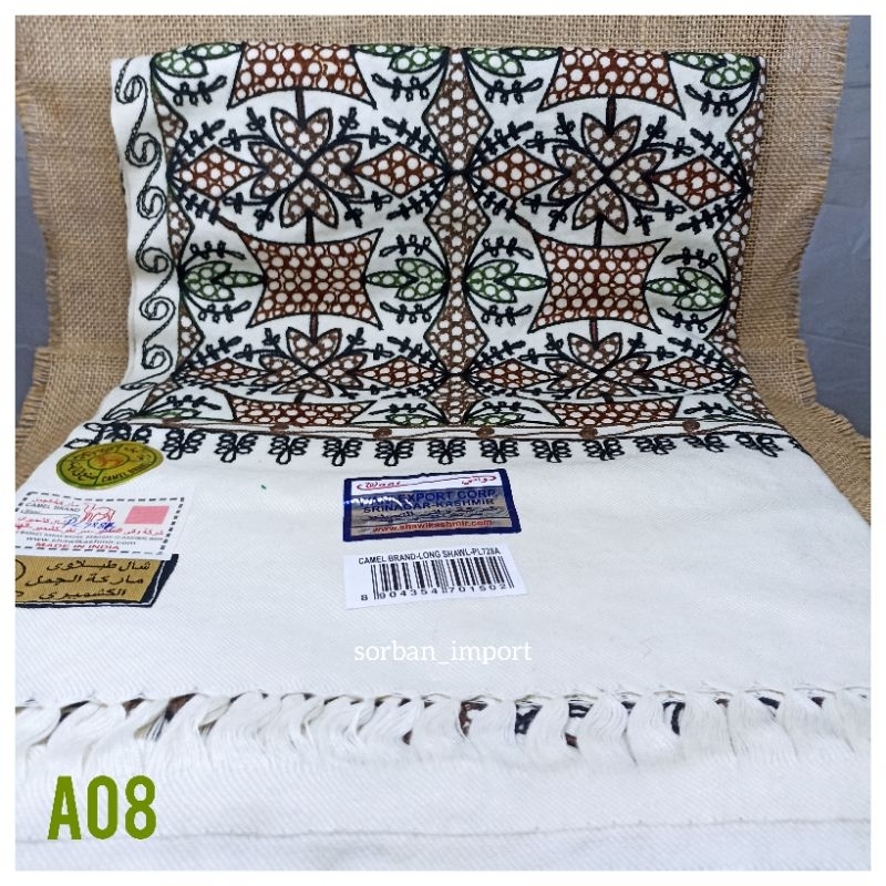 Rida' Kashmiri Sulaman / Sorban Kashmiri Rajut Asli India